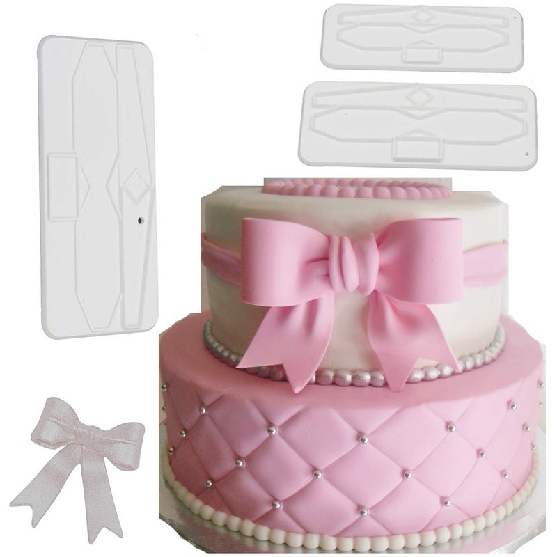Anyana ribbon bowknot bow tie cutter set cookie impression mold plastic cutter fondant sugar paste cutter gum paste Modelling Tools for Cake Cupcake Toppers Decoration Pack of 3 - Image 1